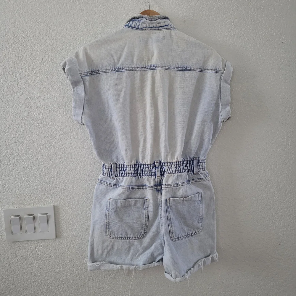 Zara Denim Overalls Romper Light Blue wash M - Picture 9 of 14